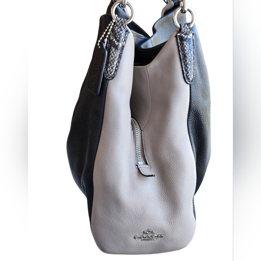 COACH 2016 Phoebe Hobo Colorblock Exotic/Snakeskin Trim Leather Shoulder Bag - Picture 13 of 16